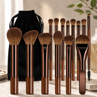 15Pcs Professional Soft Aluminum Makeup Brush Set, Foundation, Eyeshadow, Brow, Blush & Powder Brushes, Portable Cosmetic Tools