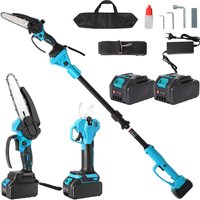 Kabelloser Bürstenloser Elektrischer Astschneider mit Teleskopstange 6-Zoll Mini-Kettensäge mit 32mm Astschneider Gartenwerkzeug mit 2 Batterien