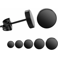 2Pair Stainless Steel Round Black Ear Studs Men 2-12Mm Punk Stud Earring For Men Push Back Stud Earring For Women Men Jewelry