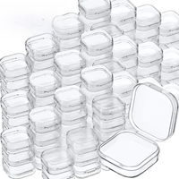100/1PCS Mini Plastic Storage Box Transparent Dustproof Jewelry Container Portable Earring Ring Earplugs Packaging Storage Box