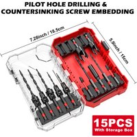 EZARC 15pcs Countersink Drill Bits Set, Tapered Drill Bits for Wood, with Phillips Screwdriver Bits, Extension Bit Shaft image 4