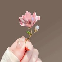 Tulip Brooch for Women Unisex Rhinestone Flower Pin Pearl Plant Lapel Pin Banquet Party Backpack Gifts Jewelry Accessories