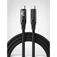 120W USB C Fast Charging Cable, 6A Type C to Type C / USB A to USB C with RGB LED Display, 5-Core Braided Charger Cord 1M 2M