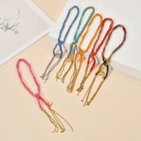ZMZY Tie on Vintage Handmade Boho Wave Bracelet Multicolor Rainbow Fabric Braided Bracelet Bohemian Woven Bracelets for Women