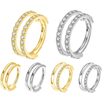 G23 Titanium Hoseshoe Hoop Nose Piercing Ring 16G CZ Hinged Septum Clicker Segment Ear Cartilage Tragus Helix Lip Ring Piercing