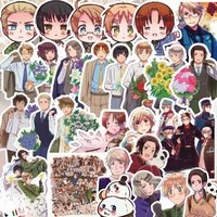 65Pcs Hetalia APH Anime Peripheral Stickers DIY Handbook Decoration Phone Case Cup Skateboard Waterproof Graffiti Stickers