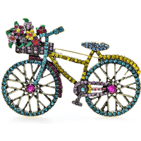 AliExpress Wuli&baby Shining Bicycle Brooches For Women Unisex 2-color Beautiful Taking Flowers Bike Brooch Pins Gifts