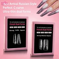 BNG 140PCS French Nail Dual Form 14 Sizes Square Almond Nail Extension Mold with Inner French Line Reusable Tips for Builder Gel