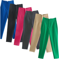 Willshela Women Fashion Straight Pants High Waist Front Zipper Trousers Vintage Full Length Female Chic Lady
