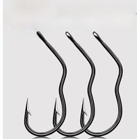 9KM 50Pcs Carp Hook Automatic Flip Fishing Hook High Carbon Steel With Eye Sharp Barbed