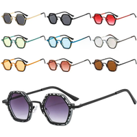 AliExpress Unisex Small Frame Polygonal Sunglasses Retro Hip Hop Punk Shades, Unique Metal Frame Sun Glasses Trendy Driving Eyewear