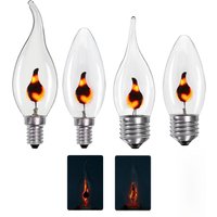 10pcs Flicker Led Candle Light Bulb Vintage Edison Bulb E14 E27 Fire Lighting Vintage 3W 220V Tail Retro Decor Energy Saving