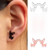 Small Stainless Steel Chihuahua Dog Earrings For Women Fashion Earings Jewelry Black Dog Paw Earrings Pendientes Studs