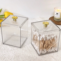 NEW Acrylic Makeup Organizer Cotton Swabs Container Cosmetic Jewelry Cotton Pad Storage Box For Bathroom Organization