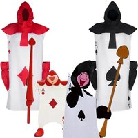 Alice Story Card Soldier Cosplay Costume Playing Card Outfit for Adults Red and Black Halloween Party