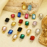 5pcs Small Rectangle Rhinestone Stainless Steel Pendants For Jewelry Making Supplies Metal Geometric DIY Charm Bracelets Anklets