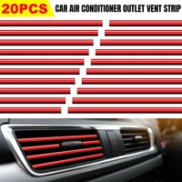 20PCS Red Chrome Car Air Conditioner Outlet Vent Decorative Strip Accessories