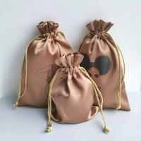 Customizable Logo Silk Bag Maroon Wood Ear Drawstring Bags Cosmetic Skin Care Products Storage Pouch Shoes Clothes Dust Pouches