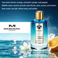 Mancera French Riviera Eau De Parfum 100ml, Top Notes Lemon Almond Black Pepper Coriander, Middle Notes Oud Egyptian Jasmine Mint, Base Notes Vanilla Amber White Musk Leather Vetiver Unisex Perfume