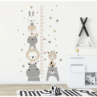Cartoon Smile Animals Bear Lion Deer Hippo Stars Height Ruller Wall Stickers for Kids Room Boy Girl Room Nursery Wall Decals pvc