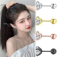 Fashion 1pair/2pcs Women Round Crystal Zirconia Stud Earrings New Surgical Steel Luxury Jewelry Clear Rhinestone Unisex Piercing