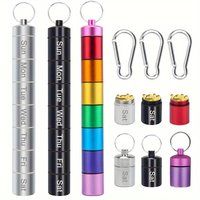Small Portable Pill Case Keychain, Waterproof Metal Pill Holder Tube Mini Pill Organizer Weekly Pocket Pill Boxes