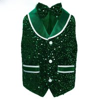 Kids Boys Girls Shiny Sequins Buttons Vests Waistcoat with Bowtie Jazz Hip Hop Dance School Party Show Stage Performance Costume