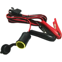 Battery Alligator Clip to Female Cigarette Lighter Socket Cable 20A Fuse with Waterproof Cover 12V/24V 14AWG for Car Trucks