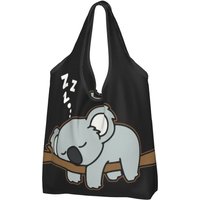 Custom Funny Printed Cute Lazy Koala Bear Napping Tote Shopping Bag Portable Shopper Shoulder Zoo Animal Handbag