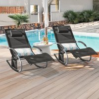 SoBuy OGS28x2 Sonnenliege 2-er Set Gartenliege schuakel mit Tasche und Kopfkissen luftig Liegestuhl für Gärten, Höfe, Strände