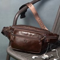 HUMERPAUL Genuine Leather Waist Bag Casual Fanny Pack For Men Multifunction Outdoor Chest Bag Phone Pouch Travel Crossbody Bages