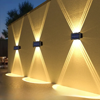Solar Wall Lamp Outdoor Warm Light Waterproof Up And Down Luminous Lighting Balcony Yard Garden Decoration Lights Exterior Wall