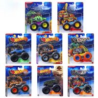 In Stock Hot Wheels Monster Trucks Car Boy Toys 1:64 Diecast Tiger Shark Skelesaurus Demo Derby Snack Pack Vehicle Birthday Gift