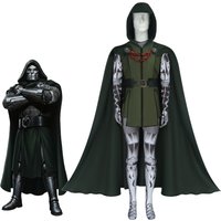 Doom Doctor Cosplay Costume Green Vest Jumpsuit With Cape Set Adult Halloween Men's Costume