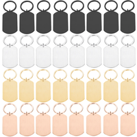 10 Pcs Blank ID Tag Stainless Steel Military Name Plate Keychain For DIY Accessories Custom Logo Name Women Men Keychain Ring