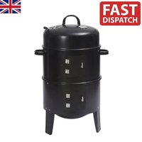 Multi Function BBQ Smoker Grill with Chimney and Built-in Thermometer Heavy Duty Outdoor Fire Pit Cooking Oven for Parties & Cam