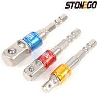 STONEGO 1PC/3PCS Impact Grade Socket Adapter/Extension, Turns Power Drill Into High Speed Nut Driver 1/4", 3/8",1/2"