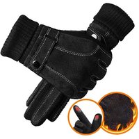 AliExpress Leather Gloves for Men Winter Cycling Pig Skin Gloves Warm Fleece Business Thick Touch Screen Outdoor Motorcycle Non-slip Gloves