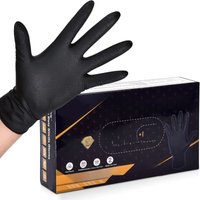 Heavy Duty Black Nitrile Gloves 10/30/50PCS 8mil Disposable Industrial Gloves with Raised Diamond Grip for Mechanics Auto Tattoo