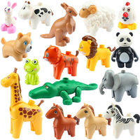 Zoo Big Particle Building Blocks Movable Cute Animals Kangaroo Duplo Accessories Smooth Material Educational Toys For Children