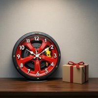 2D Car Wheel Hub Wall Clock Lightweight Silent Hanging Clock Non-Ticking House Wall Decoration for Living Room Bedroom
