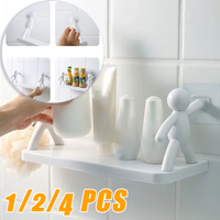 New Creative Bathroom Storage Shelves Cute White Doll Villain Shelves Shelf Self-adhesive Bathroom Cosmetics Storage Racks