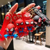 Spidermans Figure Keychain Super Hero Pvc Doll Charm Keyring Cartoon Bag Pendant Ornaments Accessories Christmas Gifts