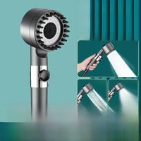 Black High Pressure Shower Head Rainfall 3 Modes Adjustable Boost Filter Holder One Click Water Stop Bathroom Accessories