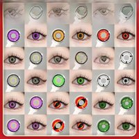 MILL CREEK 1 Pair Halloween Cosplay Red Contact Lenses Color Contact Lenses Anime Green Grey Contact Lenses Yellow Pupils Makeup