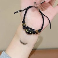 Good Luck Couple Bracelets for Women Chinese Crystal Cute Little Cat Handmade Bracelet Best Friends Jewelry Accessories Gifts
