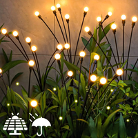 10 LED Solar Powered Lawn Lights Outdoor Waterproof Firework Firefly Lights Garden Swaying Landscape Lamp For Path Pathway Decor