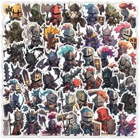 54Pcs Knight Stickers Monster Cartoon Anime Personalized Graffiti Decoration Phone Case, Stationary Stickers Reward