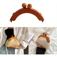 1PC/2PCS 6*14cm Arched Wallet Handle with Wooden Beads Semi-circular Matching Lock Retro Bag DITY Interchangeable Handle Frame