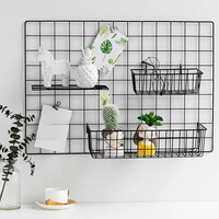 Ins Home Wall Decoration Iron Grid Decor DIY Hanging Rack Wall Display Art Storage Box Basket Mesh Shelf Rack Holder Organizer